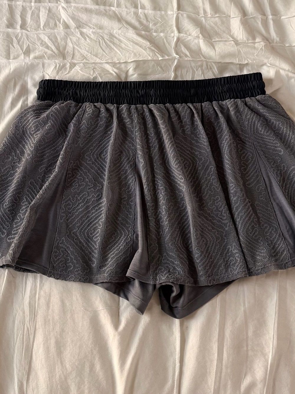 FP Movement by Free People Gray Layered Athletic Skort with Black Waistband